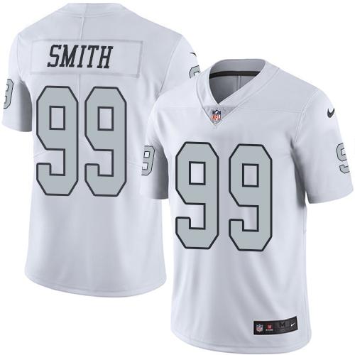 Nike Raiders #99 Aldon Smith White Men's Stitched NFL Limited Rush Jersey - Click Image to Close